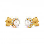 22ct Gold CZ Ohrring mit Perle