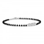 سوار ألماس من الذهب الأبيض عيار 18 قيراط مع خرز أسود