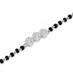 سوار ألماس من الذهب الأبيض عيار 18 قيراط مع خرز أسود
