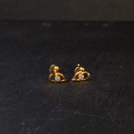 22ct Gold Single CZ Stone Studs