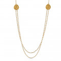 22ct Gold Necklace with two Line Pearls | 20 Inches