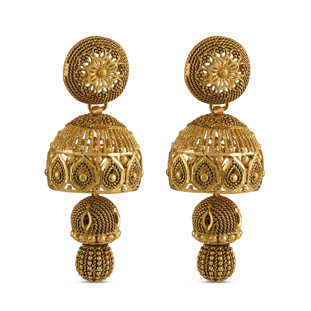 أقراط من الذهب عيار 22 قيراط بلمسة نهائية وردية أقراط من الذهب عيار 22 قيراط بلمسة نهائية وردية