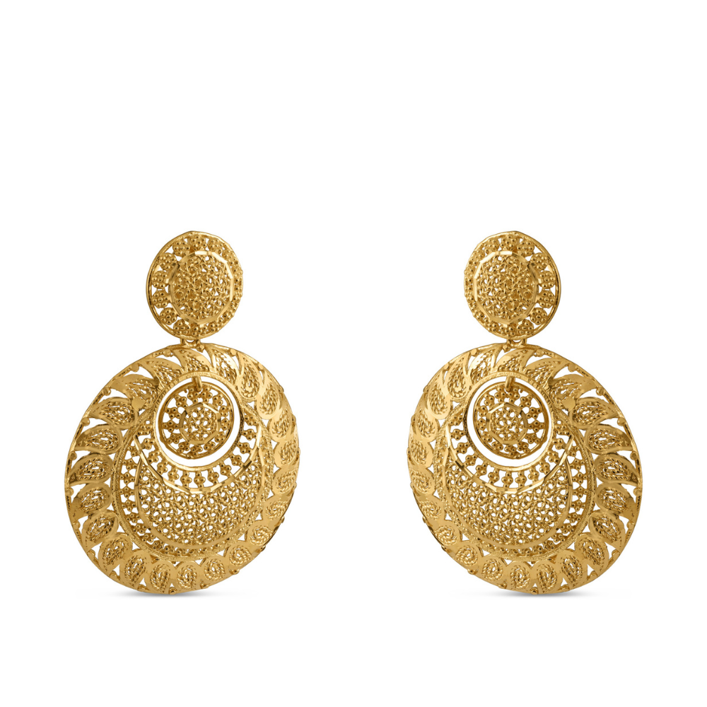 أقراط جالي من الذهب عيار 22 قيراطاً من الذهب للحفلات أقراط جالي من الذهب عيار 22 قيراطاً من الذهب للحفلات