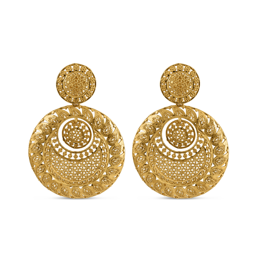 أقراط جالي من الذهب عيار 22 قيراطاً من الذهب للحفلات أقراط جالي من الذهب عيار 22 قيراطاً من الذهب للحفلات