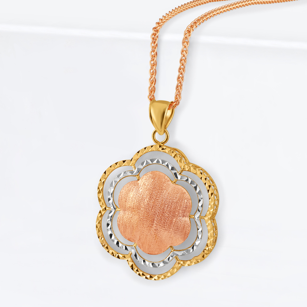 22 Ayar Altın Süslü Çiçek Kolye | Pembe Altın 22 Ayar Altın Süslü Çiçek Kolye | Pembe Altın