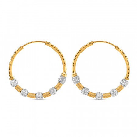 22 ct Gold Fancy Hoop Earrings | Rhodium Finish 22 ct Gold Fancy Hoop Earrings | Rhodium Finish