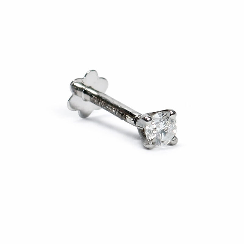 18ct White Gold 0.08ct Diamond Nose Stud with Screw 18ct White Gold 0.08ct Diamond Nose Stud with Screw