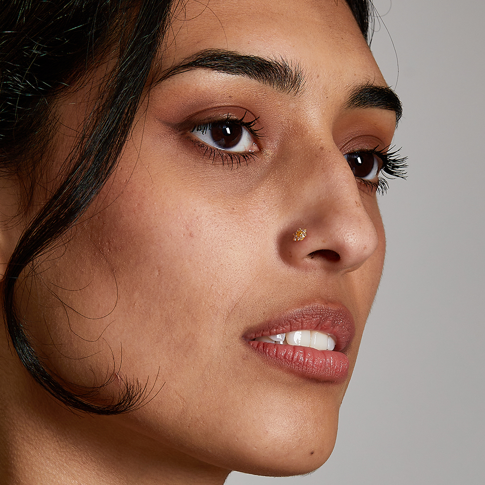 18ct Gold | Nose Pin Stud mit CZ | 4.8mm dick