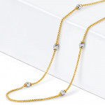 22ct Gold Bead Chain for Ladies | 16 Inches | Rhodium Finish