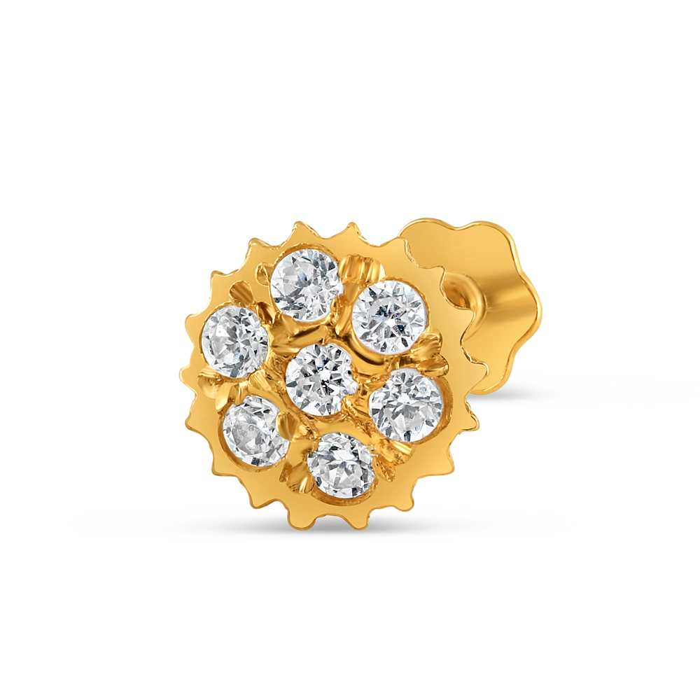 18 Ayar Sarı Altın | CZ Burun İğnesi Saplama | 4,8 mm Çap 18 Ayar Sarı Altın | CZ Burun İğnesi Saplama | 4,8 mm Çap