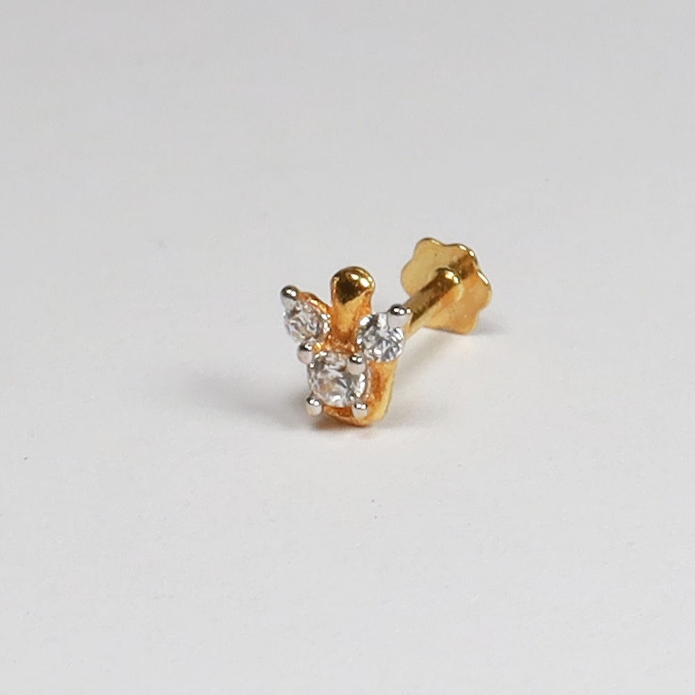 18 Ayar Sarı Altın | CZ Burun İğnesi Saplama | 4,8 mm Çap 18 Ayar Sarı Altın | CZ Burun İğnesi Saplama | 4,8 mm Çap