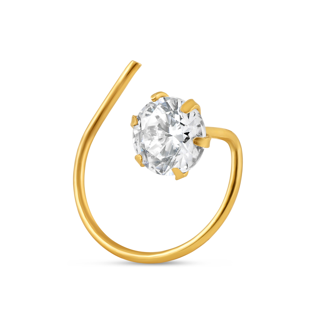 ذهب أصفر عيار 18 قيراط | مسمار الأنف بحجر CZ | بسمك 3.5 مم ذهب أصفر عيار 18 قيراط | مسمار الأنف بحجر CZ | بسمك 3.5 مم