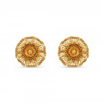 أقراط وردية مرصعة بالزهور عيار 22 قيراط من الذهب