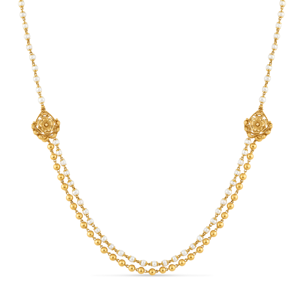 İki Sıra İncili 22 Ayar Altın Kolye | 18 İnç İki Sıra İncili 22 Ayar Altın Kolye | 18 İnç