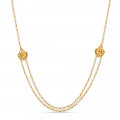 22ct Gold Necklace with two Line Pearls for Ladies | 18 Inches