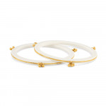 Altın Kakmalı Beyaz Akrilik Gujarati Geleneksel Bileklik | 2.4 Beden