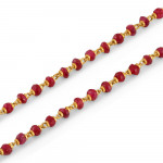 قلادات مالا من الذهب عيار 22 قيراطاً من خرز الياقوت الأحمر للسيدات | 19 بوصة قلادات مالا من الذهب عيار 22 قيراطاً من خرز الياقوت الأحمر للسيدات | 19 بوصة