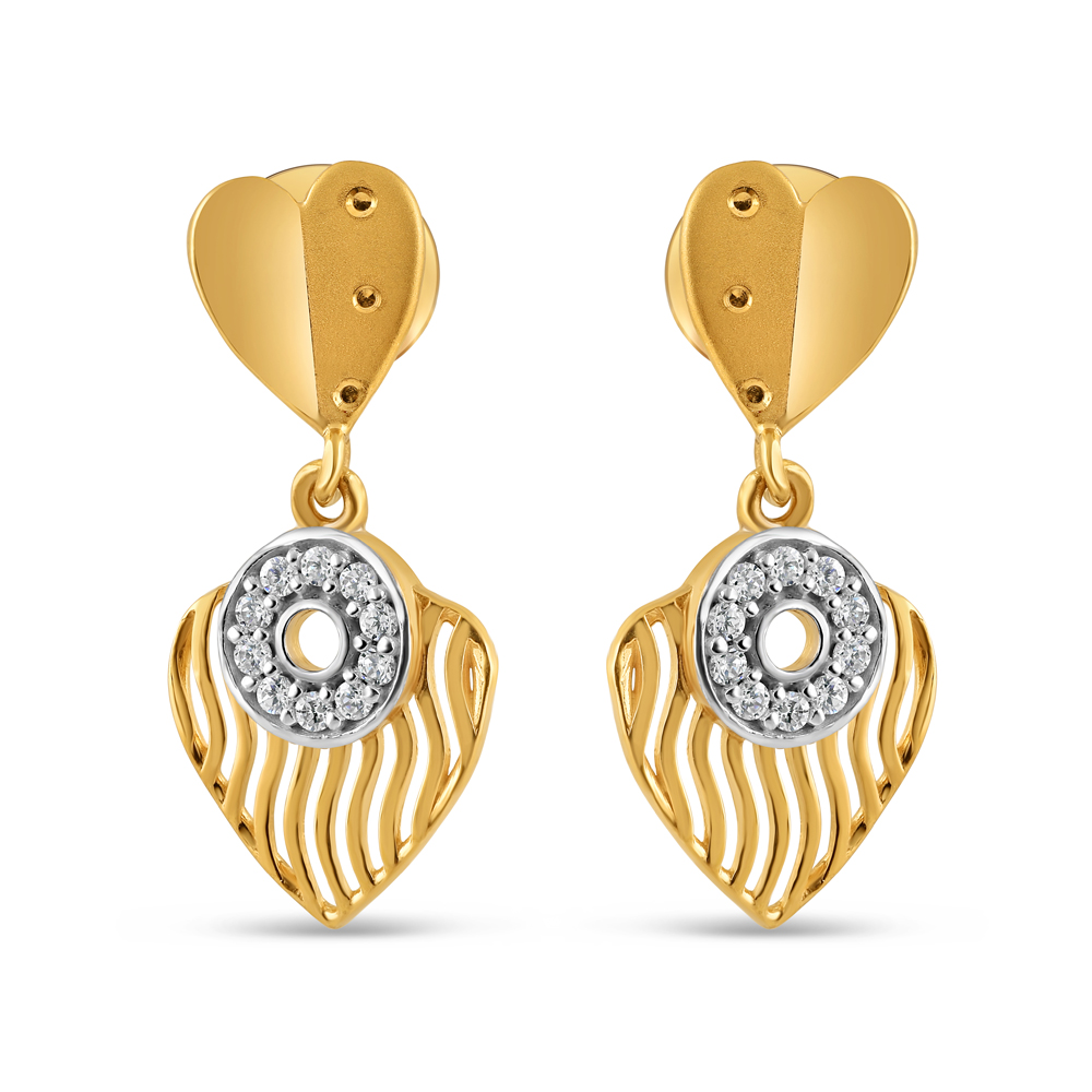 22 Ayar Altın Kalp Küpe | CZ Taşlı 22 Ayar Altın Kalp Küpe | CZ Taşlı