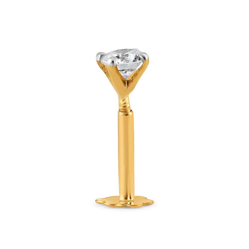 18ct Yellow Gold 0.11ct Diamond Nosepin with Screw For Ladies