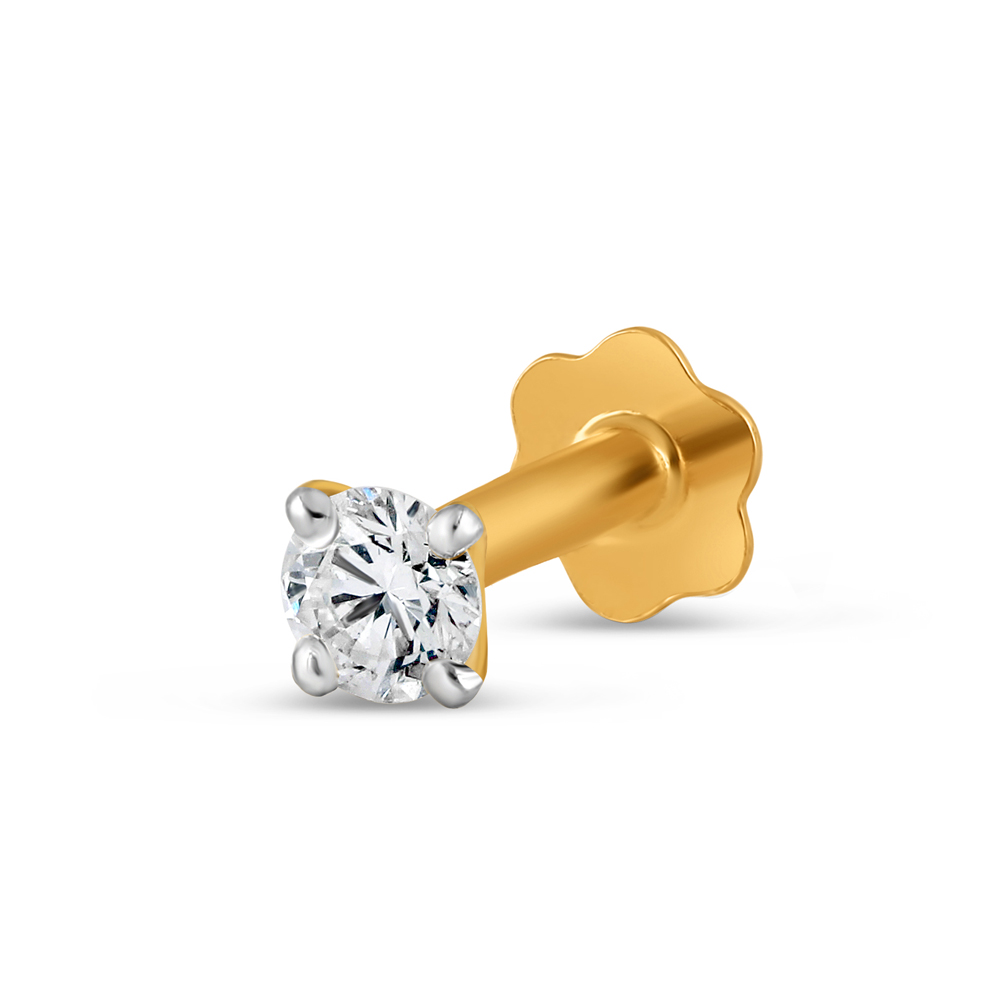 18ct Gelbgold 0.08ct Diamant-Nasennadel mit Schraube
