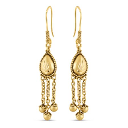 22ct Gold Antique Finish Drop Earring