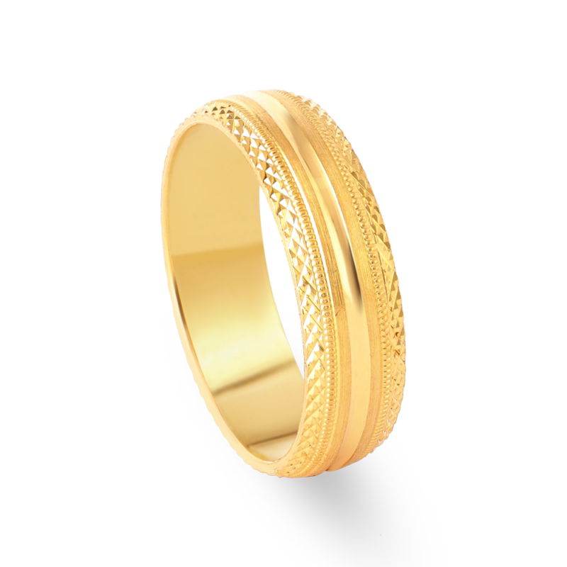 خاتم زفاف من الذهب عيار 22 قيراط للرجال | مقاس P 1/2 خاتم زفاف من الذهب عيار 22 قيراط للرجال | مقاس P 1/2