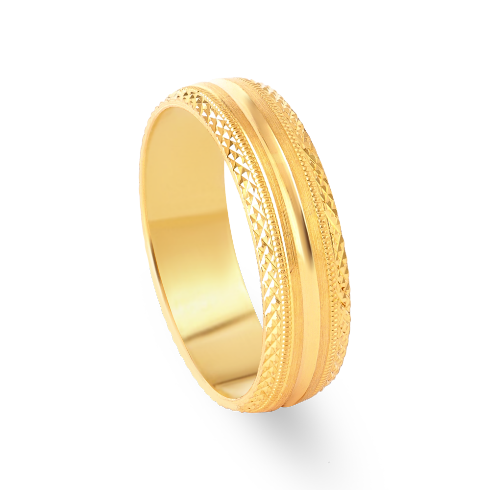 خاتم زفاف من الذهب عيار 22 قيراط للرجال | مقاس P 1/2 خاتم زفاف من الذهب عيار 22 قيراط للرجال | مقاس P 1/2