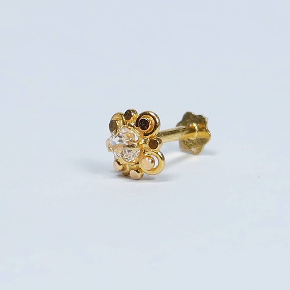 18 Ayar Sarı Altın | CZ Burun İğnesi Saplama | 5,5 mm Çap 18 Ayar Sarı Altın | CZ Burun İğnesi Saplama | 5,5 mm Çap