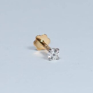 18ct Yellow Gold 0.08ct Diamond Nosepin with Screw 18ct Yellow Gold 0.08ct Diamond Nosepin with Screw