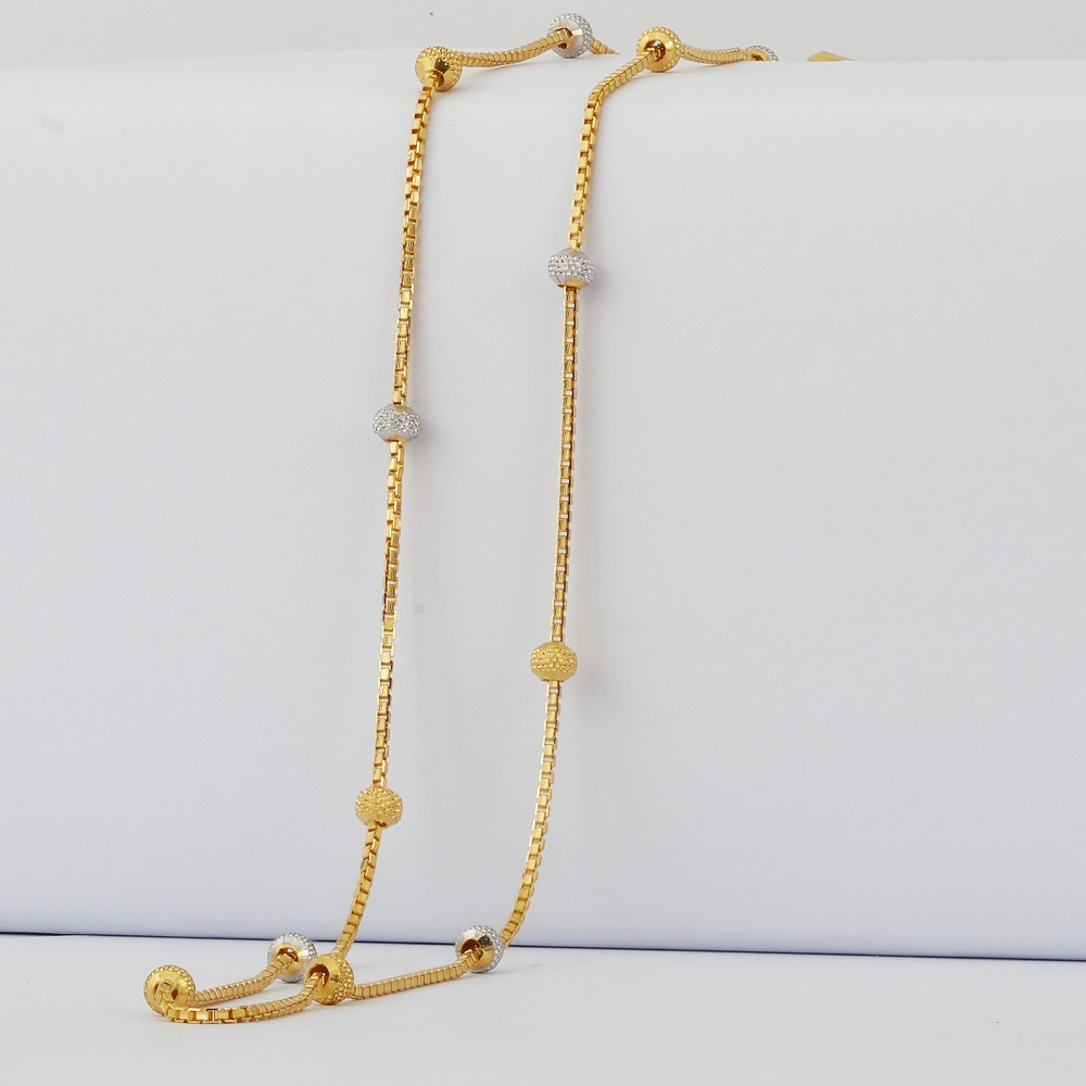 22ct Gold Bead Chain for Ladies | 16 Inches | Rhodium Finish 22ct Gold Bead Chain for Ladies | 16 Inches | Rhodium Finish