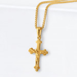 قلادة صليب من الذهب عيار 22 قيراط للجنسين | 12 مم قلادة صليب من الذهب عيار 22 قيراط للجنسين | 12 مم