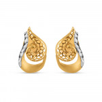 22ct Gold Curvy Petal Stud | Rhodium Finish