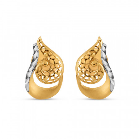 22ct Gold Curvy Petal Stud | Rhodium Finish 22ct Gold Curvy Petal Stud | Rhodium Finish