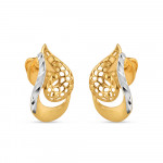 22ct Gold Curvy Petal Stud | Rhodium Finish