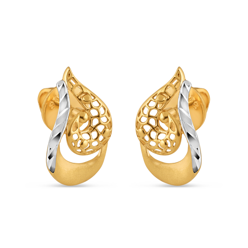 22ct Gold Curvy Petal Stud | Rhodium Finish