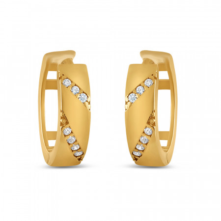 22ct Gold Hoop CZ Earring | 12.5 mm