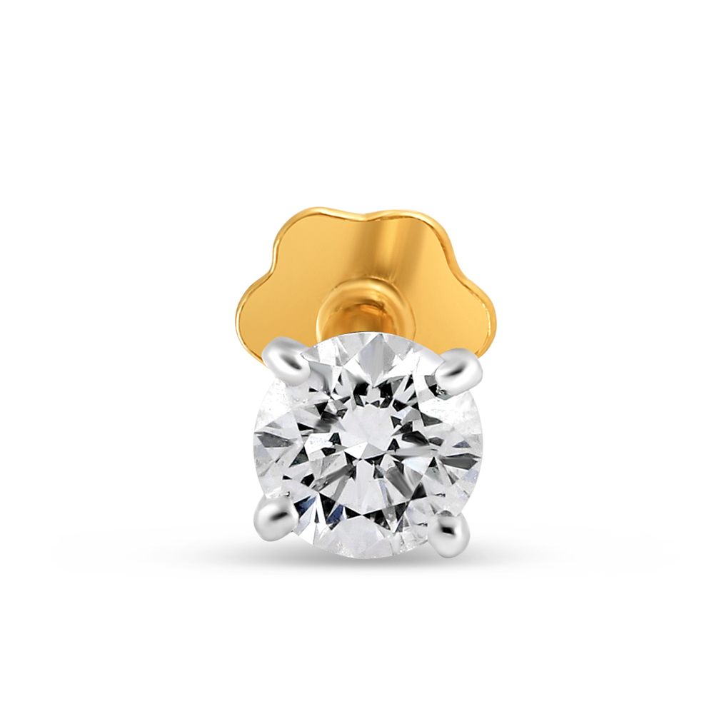 ترصيع الأنف بالذهب الأصفر عيار 18 قيراط 0.12 قيراط ألماس مع برغي ترصيع الأنف بالذهب الأصفر عيار 18 قيراط 0.12 قيراط ألماس مع برغي