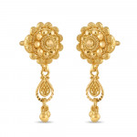 22 Ayar Altın Çiçekli Altın Damla Küpe | Jali Collections 22 Ayar Altın Çiçekli Altın Damla Küpe | Jali Collections