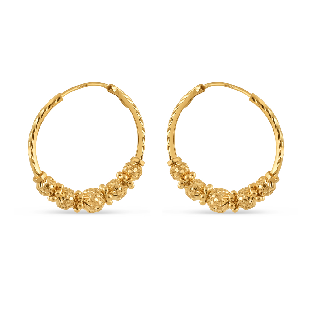 22ct Gold Beaded Bali Earring