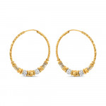 22ct Gold Designer Hoop Earring | Rhodium finish