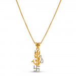 Om Swastik mit Dreizack Gold-Anhänger