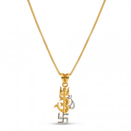 Om Swastik with Trident Gold Pendant Om Swastik with Trident Gold Pendant