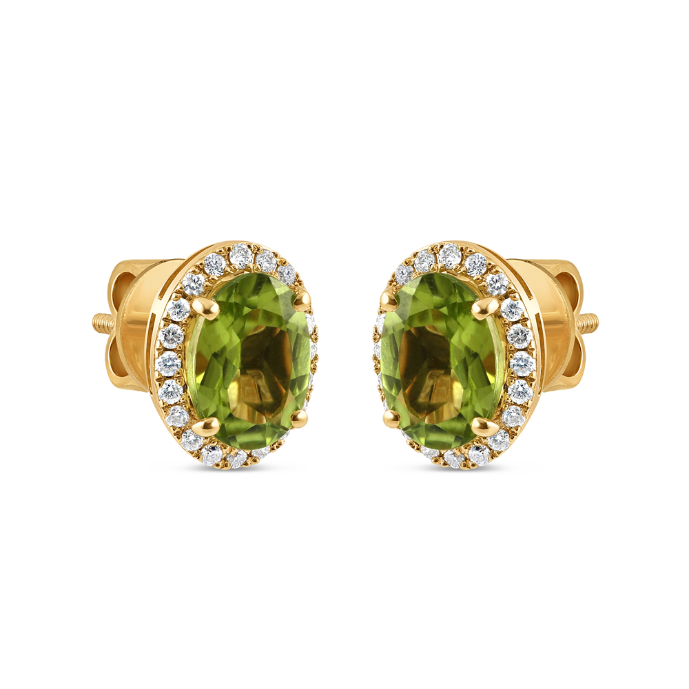 18ct Gelbgold Diamant und Peridot Halskette | 18 Zoll