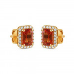 18 Ayar Altın Pırlanta ve Turuncu Safir Saplama Küpe 18 Ayar Altın Pırlanta ve Turuncu Safir Saplama Küpe