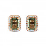 18ct Rose Gold Diamant und grüner Saphir Ohrstecker