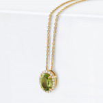 18 Ayar Sarı Altın Pırlanta ve Peridot Kolye | 18 İnç 18 Ayar Sarı Altın Pırlanta ve Peridot Kolye | 18 İnç