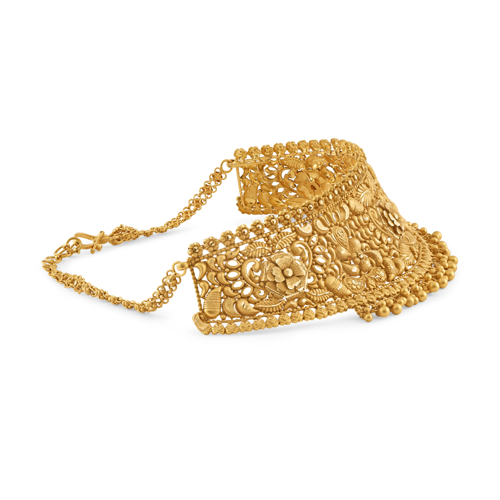 22ct Gold Braut Halskette | Antike Matte Finish | Rosetten Kollektion