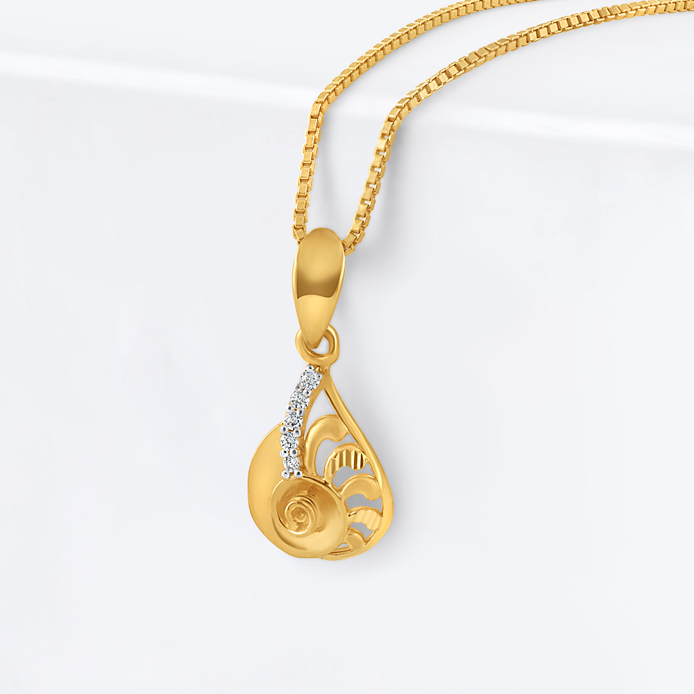 22ct Gold Single CZ Stein Anhänger