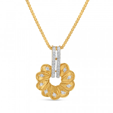 22ct Gold Round Floral Design Pendant | CZ Stones