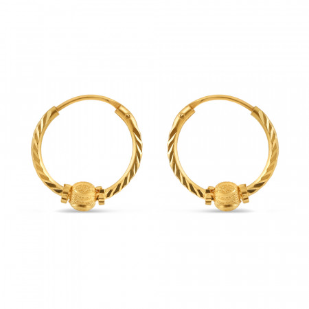 22ct Gold Hoop Fancy Diamond Cut Bali